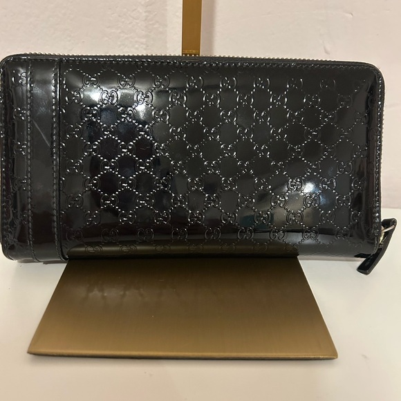 Microssima Gucci Black Patent Leather Wallet - Picture 4 of 12